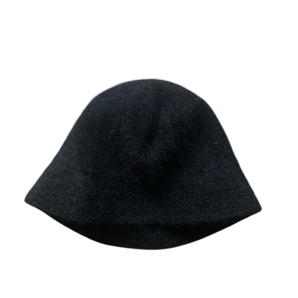 Vintage Black Bucket Hat Angora Rabbit Hair